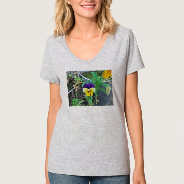 T-shirt Pensée violette et jaune (Devant)