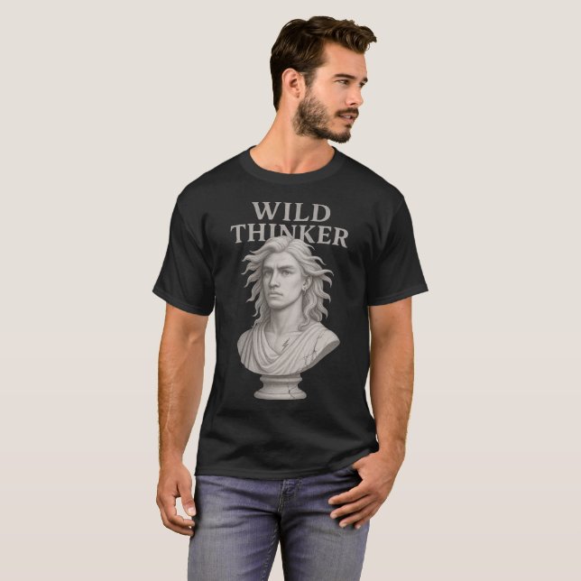 T-shirt Penseur Sauvage – Esprit Classique Déchaîné (Devant entier)