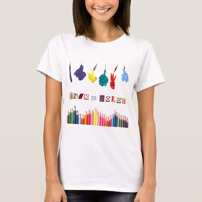 T-shirt pensez en couleurs (Devant)
