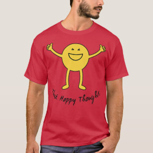 T-shirt Pensez Happy Thoughts Jote Jaune Sourire Visage dr