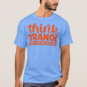 T-shirt Pensez Orange Soutien Leucémie Sensibilisation Leu