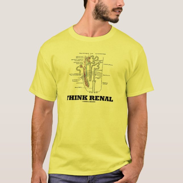 T-shirt Pensez rénal (le néphron de rein) (Devant)