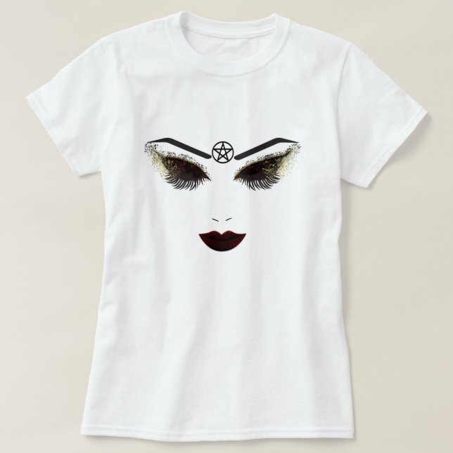 T-shirt Pentacle Beauté Visage Lashes & Lèvres foncées Maq (Design devant)