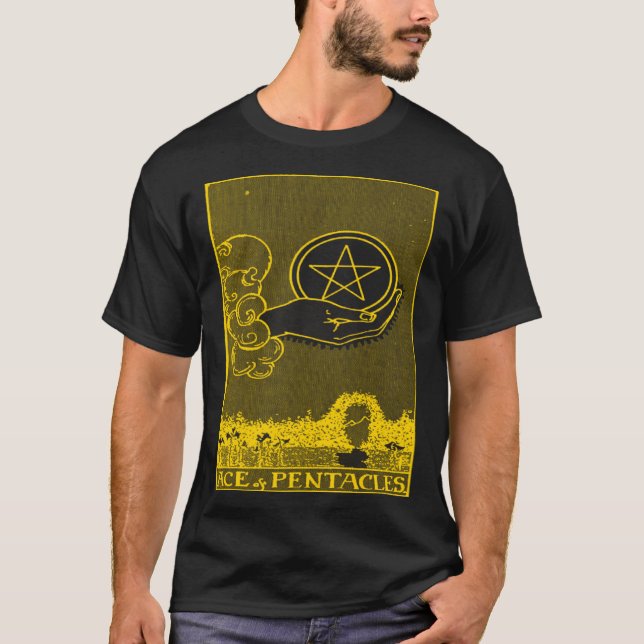 T-shirt PENTACLES ACE CARTE TAROT vintage (Devant)