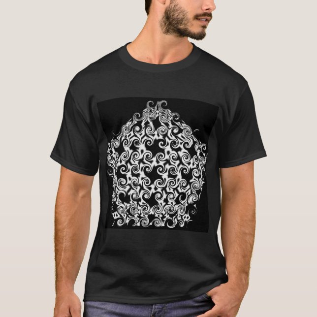 T-shirt Pentagone blanc sur noir (Devant)