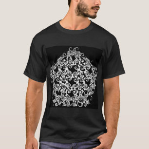 T-shirt Pentagone Boucle Blanc Sur Noir