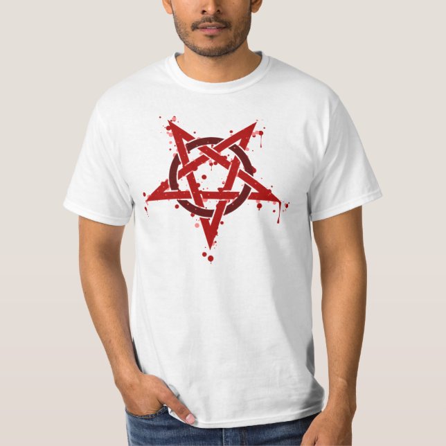 T-shirt Pentagone étoilé repéré satanique rouge (Devant)