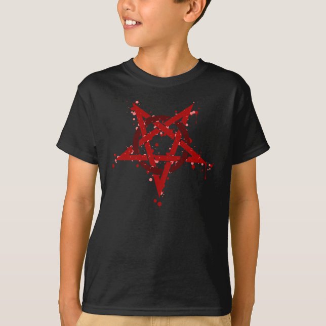 T-shirt Pentagone étoilé repéré satanique rouge (Devant)