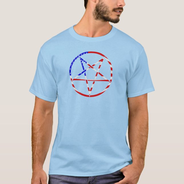 T-shirt pentagram star american flag patriotic (Devant)