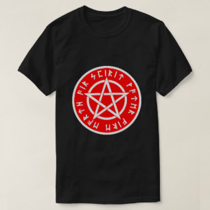 T-shirt pentagramme blanc et rouge wiccan