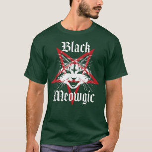 T-shirt Pentagramme de chat satanique méowgique noir 218