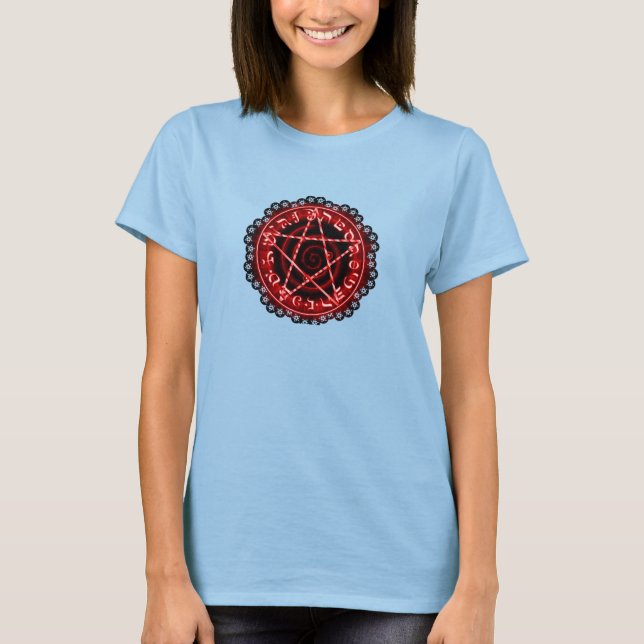 T-SHIRT PENTAGRAMME DE LACE ROUGE (Devant)