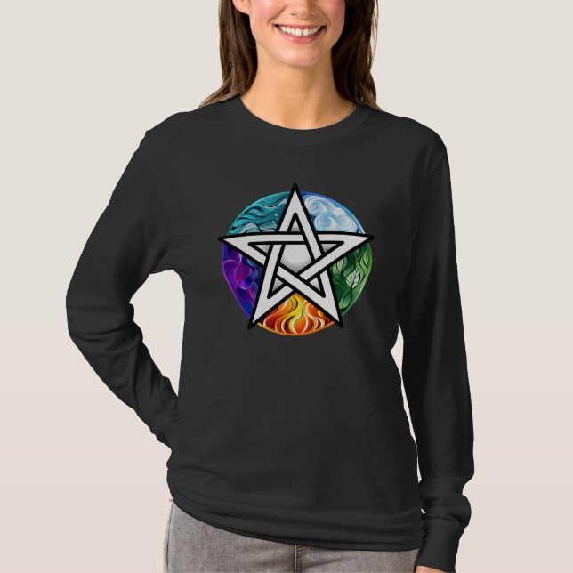 T-shirt pentagramme du Wiccan (Devant)