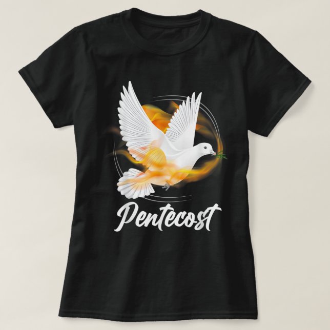 T-shirt Pentecôte Doves Tongues Feu Flamme Saint Esprit Ch (Design devant)