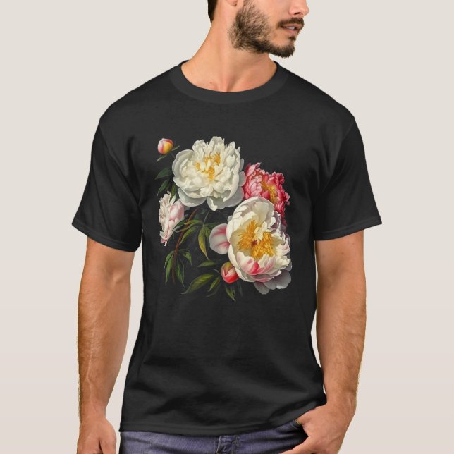 T-shirt Peony Flowers Floral Bouquet Blossom Lovers (Devant)