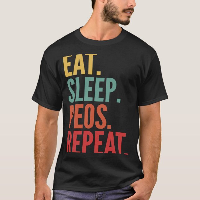 T-shirt Peos Crypto Manger Sleep Peos Répéter (Devant)