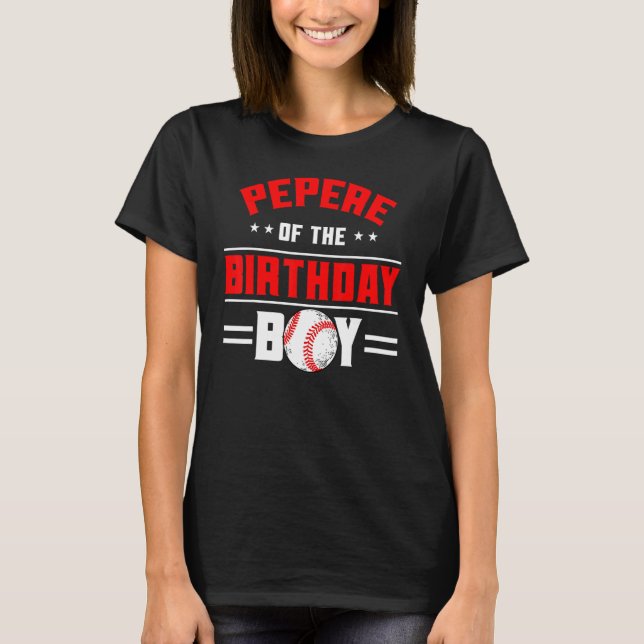 T-shirt Pepere De L'Anniversaire Boy Baseball Thème Famill (Devant)