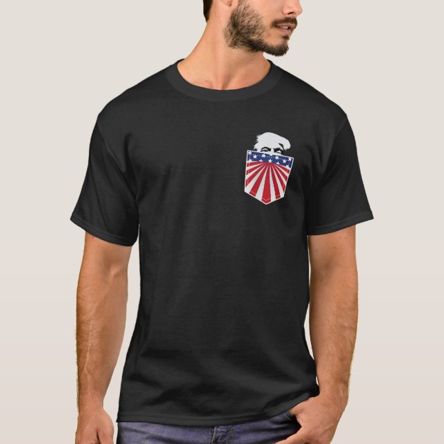 T-shirt Peping Donald Trump Shirt Funny Trump Pocket Graph (Devant)
