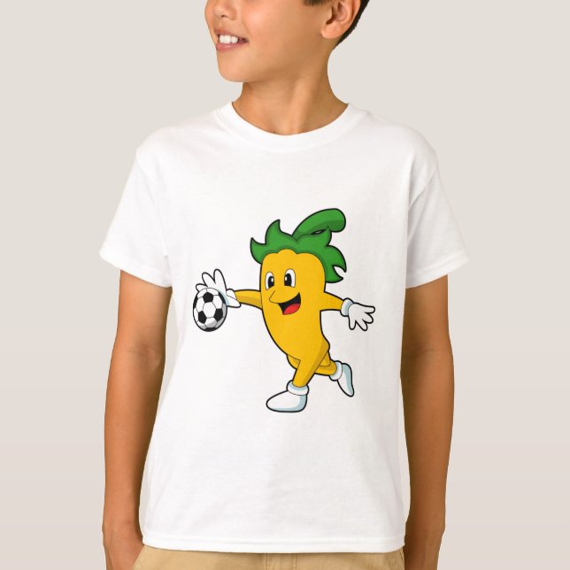 T-shirt Pepper Vegan comme joueur de football avec Soccer. (Devant)