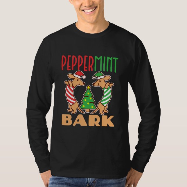 T-shirt Peppermenthe Bark Christmas Dachshund Chien (Devant)