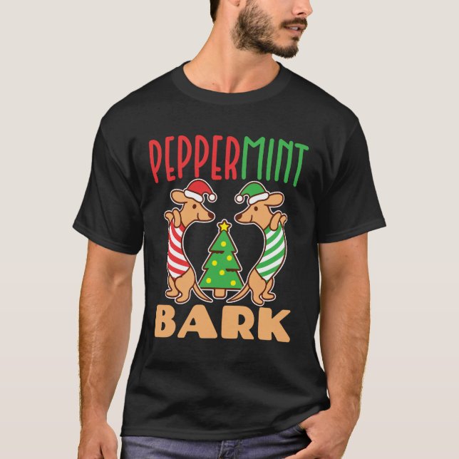 T-shirt Peppermenthe Bark Christmas Dachshund Chien (Devant)