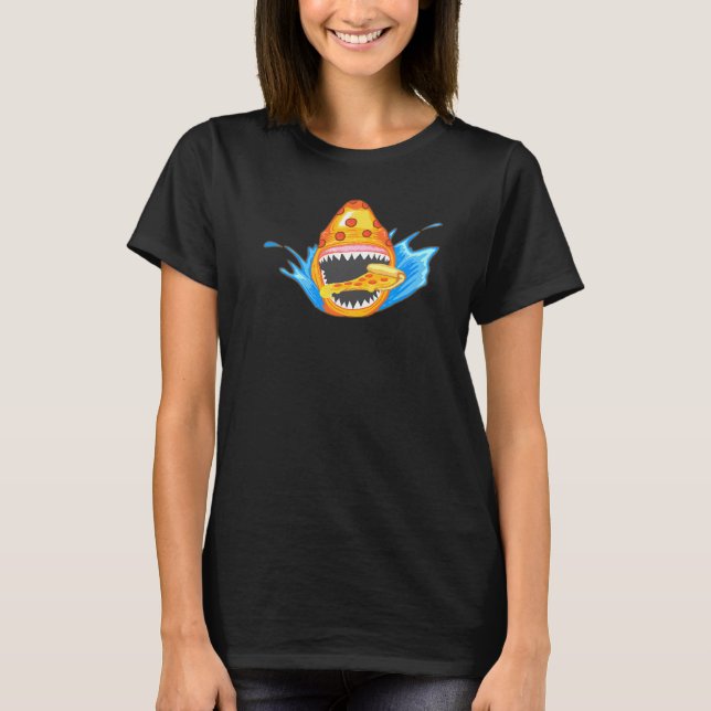 T-shirt Pepperoni Pizza Shark mignonne Semaine de nourritu (Devant)