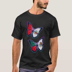 T-shirt Perãº Et Mexique Biculturale Racines Butterfly Ver