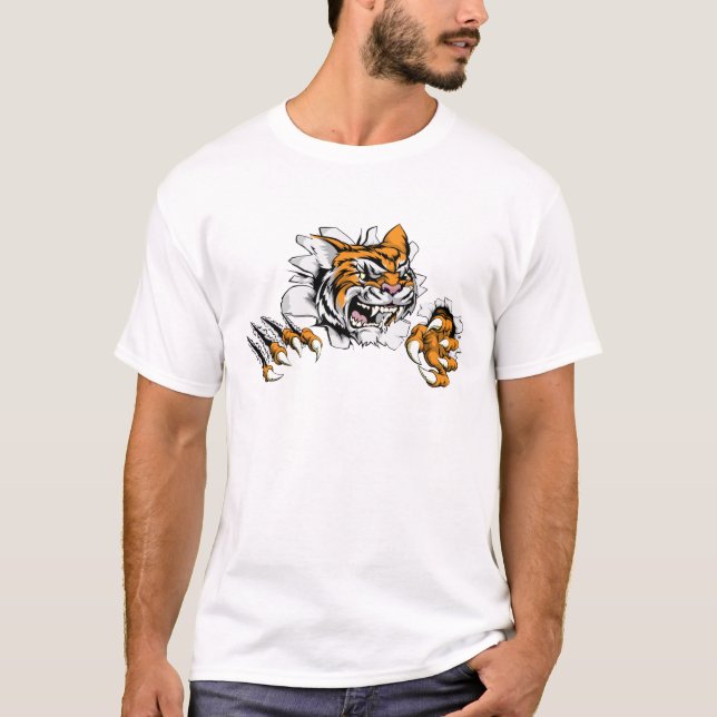 T-shirt Percée de griffe de mascotte de tigre (Devant)