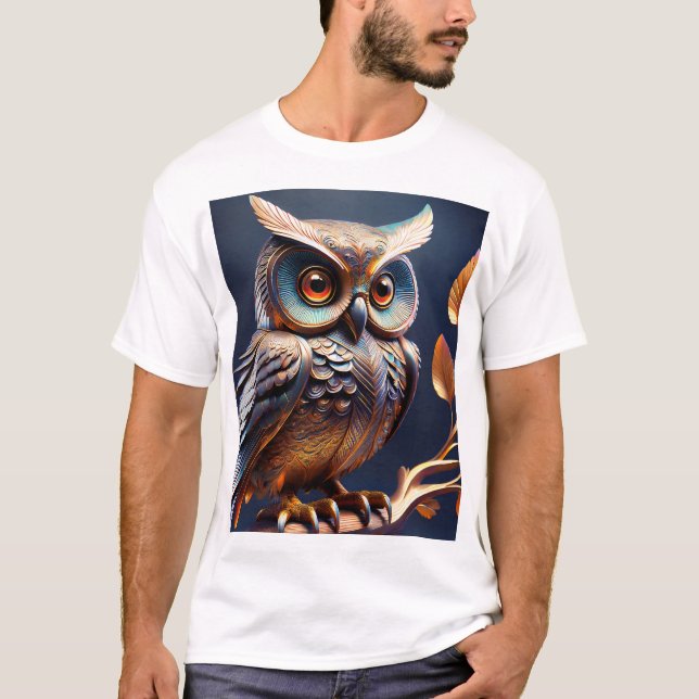 T-shirt Perched Wisdom — Handcrafted Metal Owl Wall Sculpt (Devant)