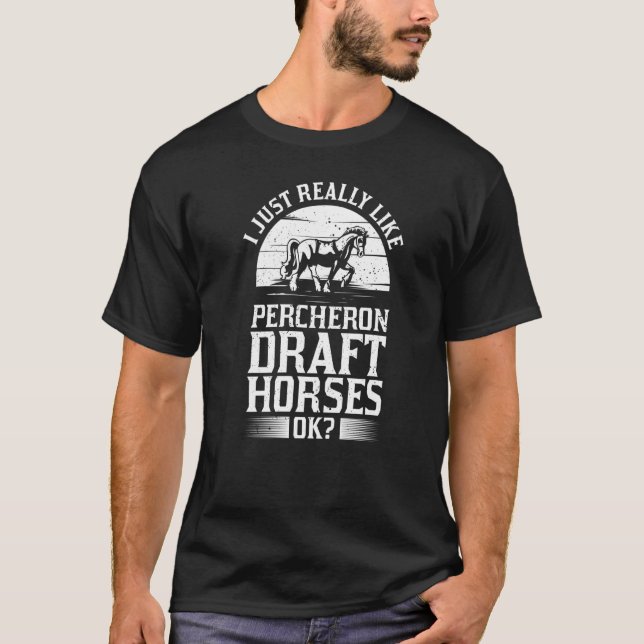 T-shirt Percheron Ébauche Cheval Cheval Équitation Équestr (Devant)
