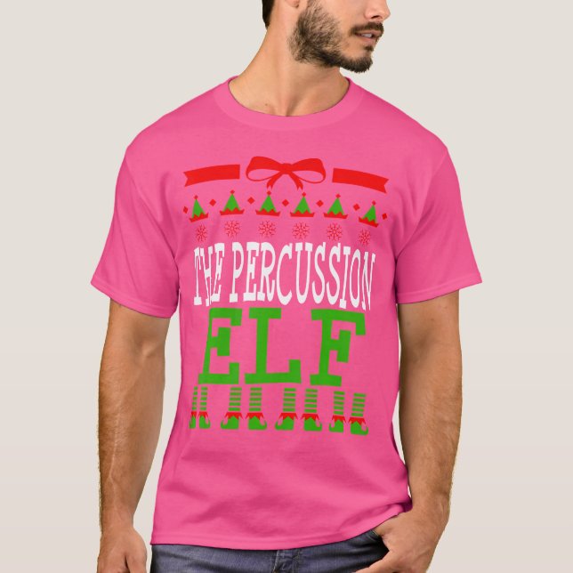 T-shirt Percussion Elf Funny Matching Marching Band Christ (Devant)