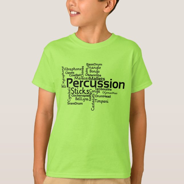 T-shirt Percussion Word Cloud Texte noir (Devant)