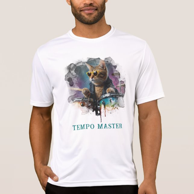 T-shirt *~* Percussionniste Cool Cat AP91 Lunettes de sole (Devant)