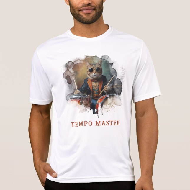 T-shirt *~* Percussionniste Cool Cat Focused DRUMMER AP91 (Devant)