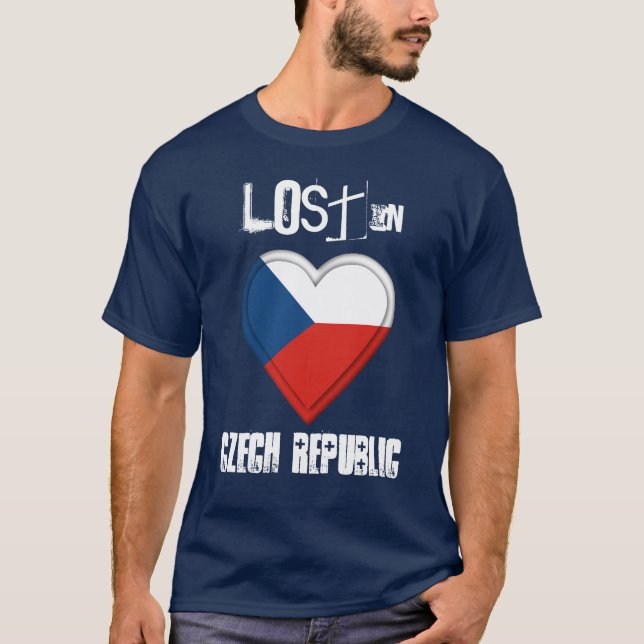 T-shirt Perdu au coeur de drapeau de République Tchèque (Devant)