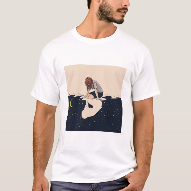 T-shirt Perdu dans la réflexion.  (Devant)