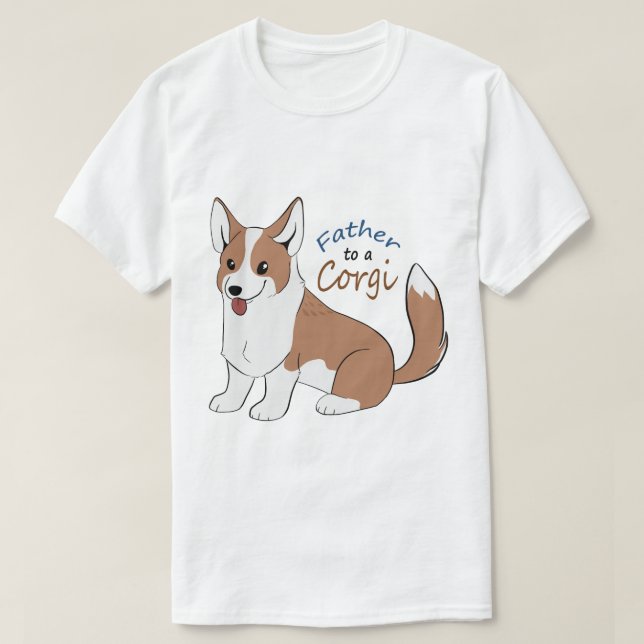 T-shirt Père à l'corgi rouge avec une queue (Design devant)