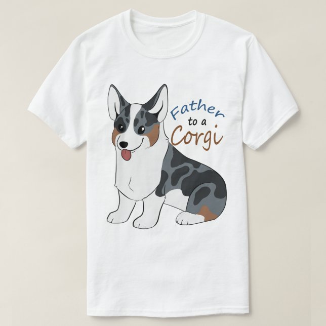 T-shirt Père au corgi d'un merle de bleu (Design devant)