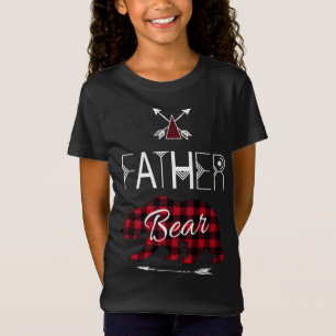 T-Shirt Père Bear Buffalo Plaid Matching Camping familial