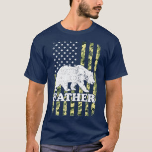 T-shirt Père Bear Camping Randonnée Camouflage USA America