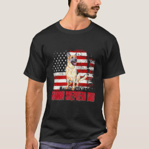 T-shirt Père Berger Allemand Drapeau Américain Fête Indépe