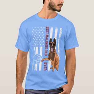T-shirt Père chien Malinois belge Drapeau américain pour h