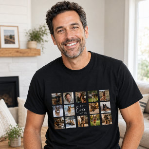 T-shirt Père chien papa photo collage noir