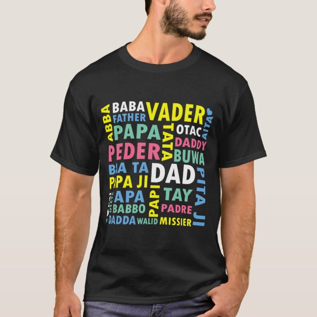T-shirt Père dans différentes langues cadeau à papa (Devant)