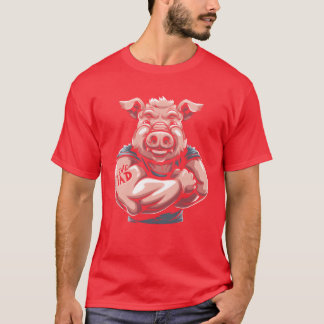 T-shirt Père de porc de cochon je t'aime papa vintage