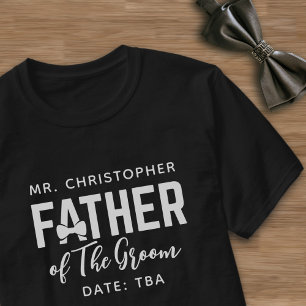T-shirt Père du Marié Cadeau de Mariage Parent Nom Date À 