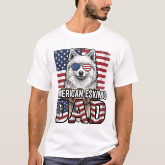 T-shirt Père Esquimau Américain Patriotique Vintage Chien
