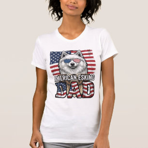 T-shirt Père Esquimau Américain Patriotique Vintage Chien