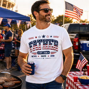 T-shirt Père Est 2026 Drapeau Patriotique USA Nom Enfant P