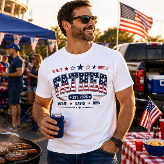 T-shirt Père Est 2026 Drapeau Patriotique USA Nom Enfant P
